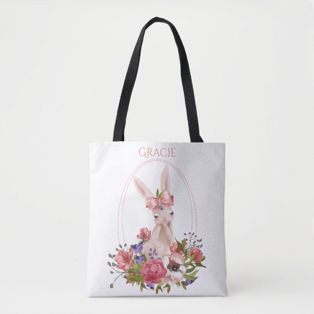 Süße Tier Bunny Floral Name (Vorderseite)