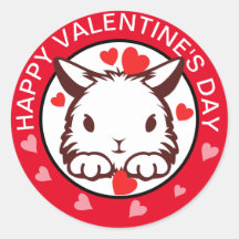 Süße Tier Bunny Heart Red Valentines Sticker