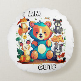 Süße Tier Cartoon neu i am niedlich Rundes Kissen