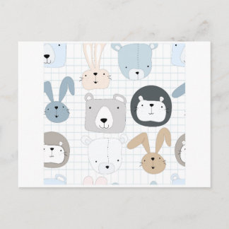 süße Tier Cartoon Teddybär, Löwe und Kaninchen Postkarte
