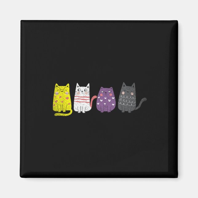 Süße Tier Cat Geschenke Nicht binäre Pride Agence  Magnet (Vorne)