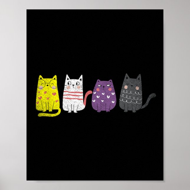 Süße Tier Cat Geschenke Nicht binäre Pride Agence  Poster (Vorne)