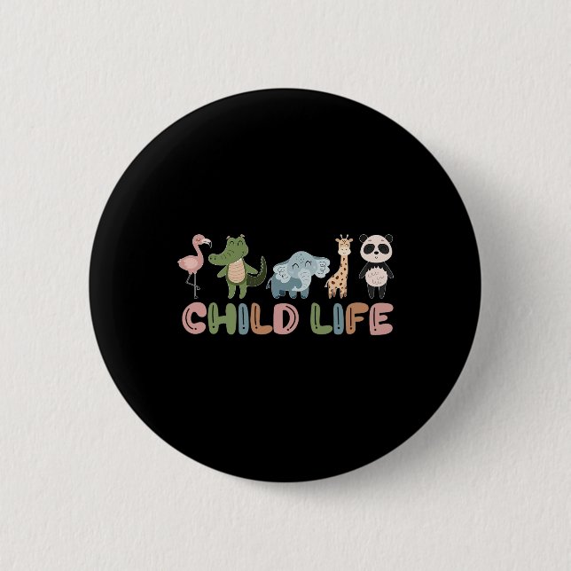 Süße Tier Child Life Specialist Play Therapy Button (Vorderseite)
