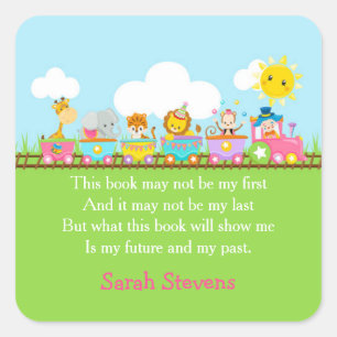 Süße Tier Circus Zug in rosa Aufkleber des Buchzei