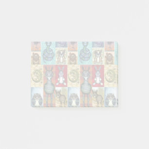 Süße Tier Collage Folk Art Design Post-it Klebezettel