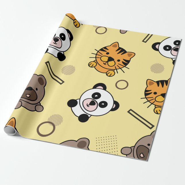 Süße Tier Design Nahtloses Musterpapier Geschenkpapier (Ungerollt)