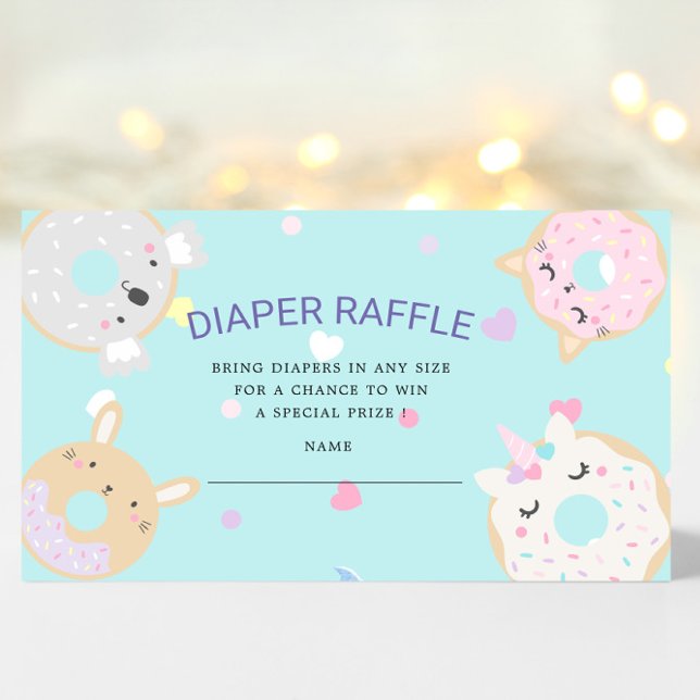 Süße Tier Donuts Diaper Raffle Ticket Begleitkarte (Von Creator hochgeladen)