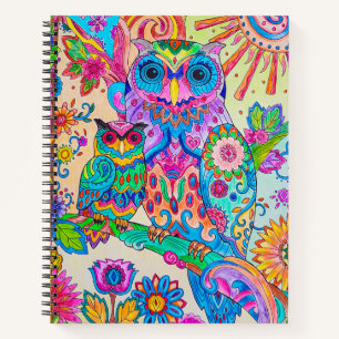 süße Tier Doodle Owl Cartoon Bird Stationierung Notizbuch