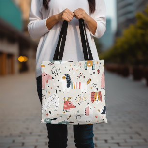 Süße Tier Drucktasche, farbiges Hundeschema