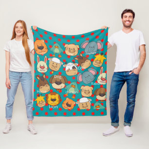 Süße Tier Farm Rote Punkte blaue Kinder Fleecedecke