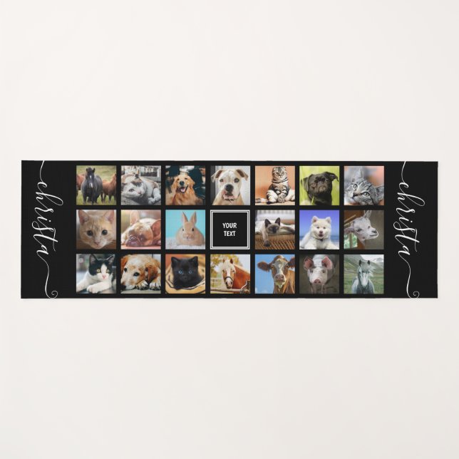 süße Tier-Foto-Collage benutzerdefiniert Yogamatte (Vorderseite (Horizontal))