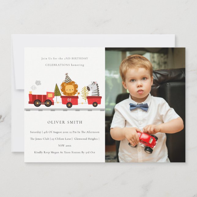 Süße Tier-Foto jedes Lebensjahres Einladung (Vorderseite)