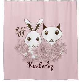 Süße Tier Friends Pink Girls Kinder Duschvorhang