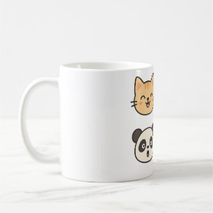 Süße Tier gegenüber der Tasse - Katze, Hund, Panda