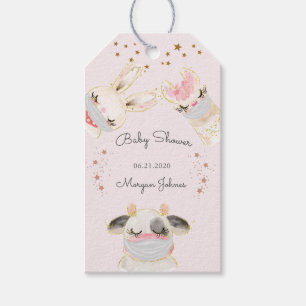 süße Tier Gesichtsmaske Babydusche Monogramm Geschenkanhänger
