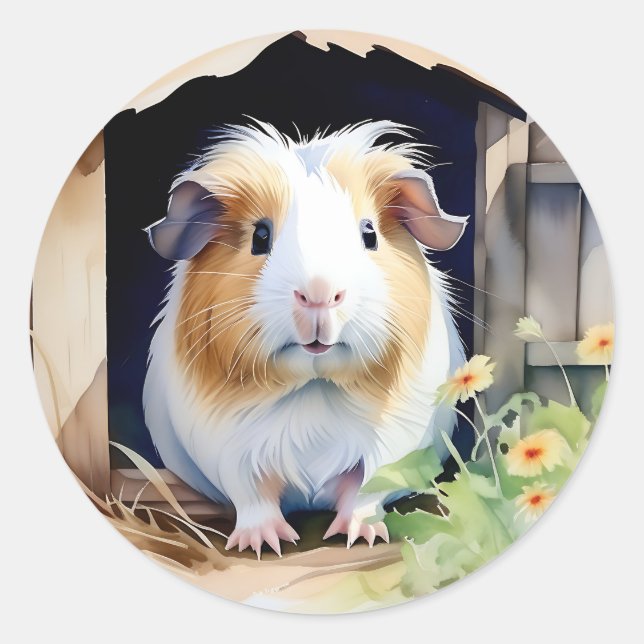 Süße Tier Guinea Pig Runder Aufkleber (Vorderseite)