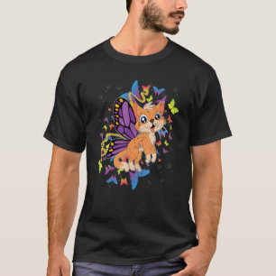 Süße Tier Hauskatze Besitzer Magischer Schmetterli T-Shirt