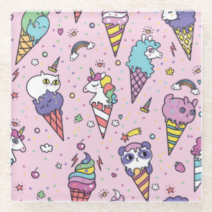 Süße Tier Ice Creme Cones Glasuntersetzer