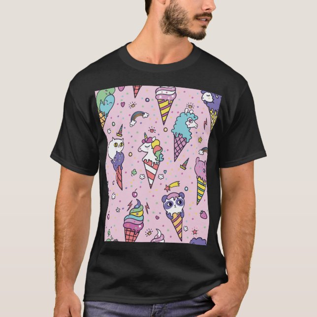 Süße Tier Ice Creme Cones T-Shirt (Vorderseite)
