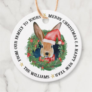 Süße Tier Illustrationen Frohe Weihnachtsgeschenk Geschenkanhänger