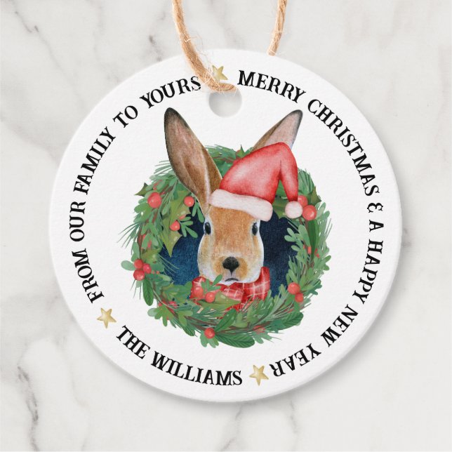 Süße Tier Illustrationen Frohe Weihnachtsgeschenk Geschenkanhänger (Vorderseite)