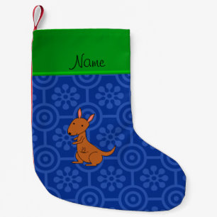 Süße Tier Kangaroo auf einer blauen Retro-Blume Kleiner Weihnachtsstrumpf