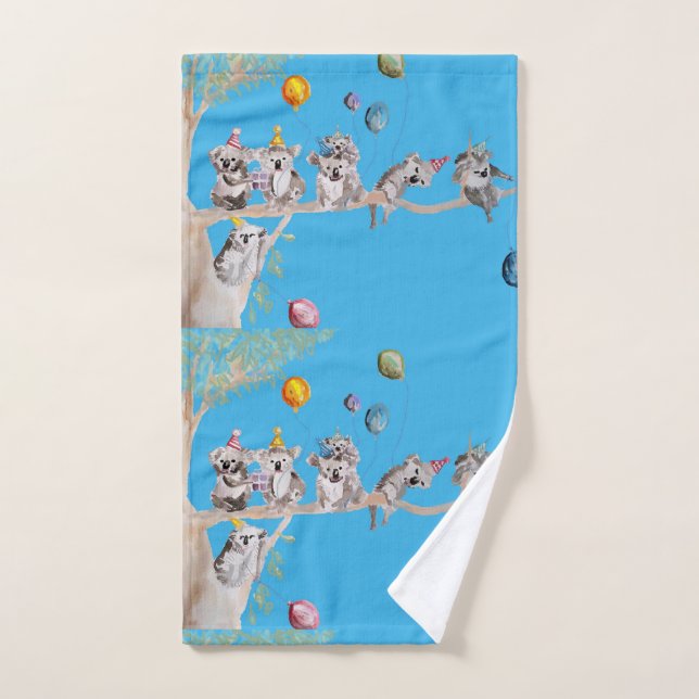 Süße Tier Koala Koalas  Blaues Handtuch Set (Handtuch)