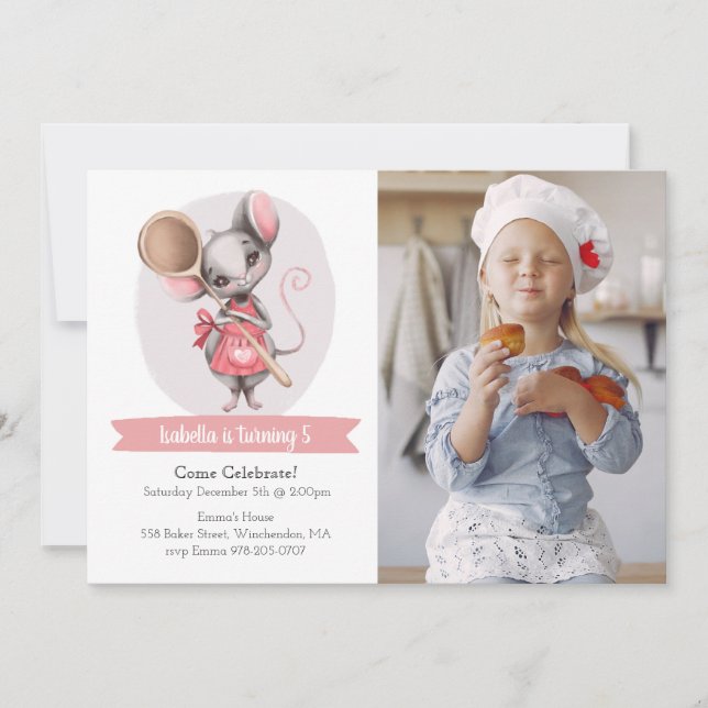 Süße Tier Koch Geburtstagsparty Einladung (Vorderseite)
