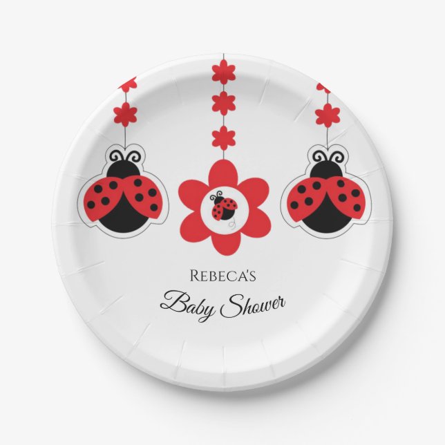 Süße Tier Ladybug Babydusche Papierplatte Pappteller (Vorderseite)