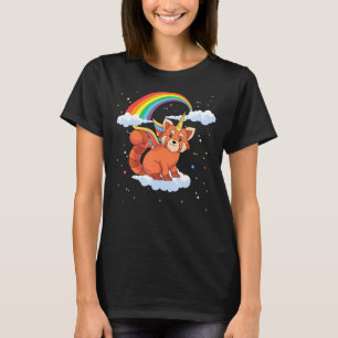 Süße Tier Lover Rainbow Red Pandacorn Unicorn Re T-Shirt