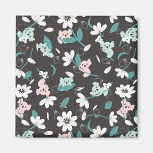 Süße Tier mit farbenfrohen Koala-Mustern und Blume Magnet