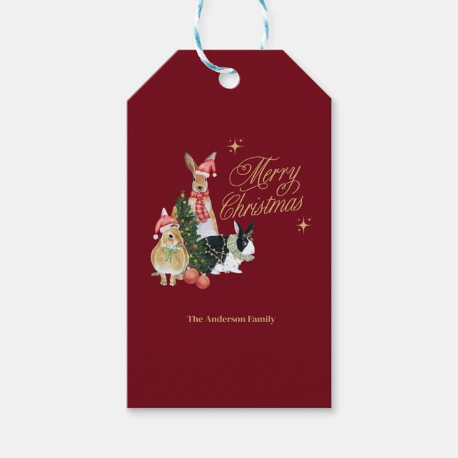 süße Tier mit Weihnachtsbaum Geschenkanhänger (Vorderseite)