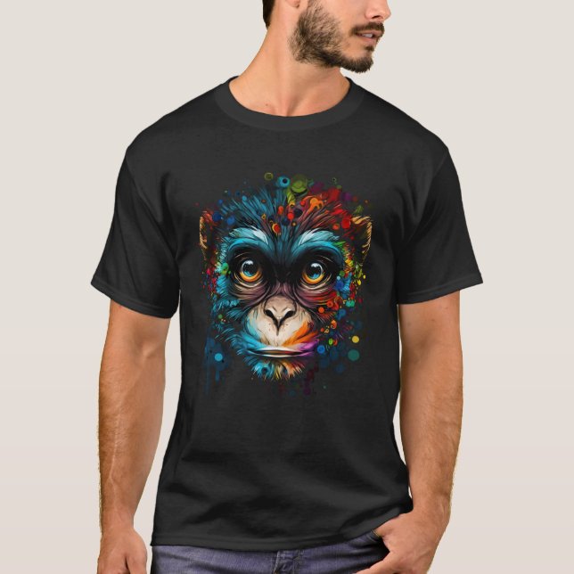 Süße Tier Monkies Malerei T-Shirt (Vorderseite)