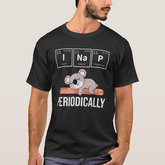 Süße Tier Napping Periodischer Tisch Funny Sleepin T-Shirt (Vorderseite)