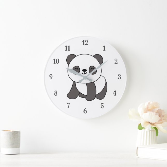Süße Tier Panda Bear Große Wanduhr (Zuhause)