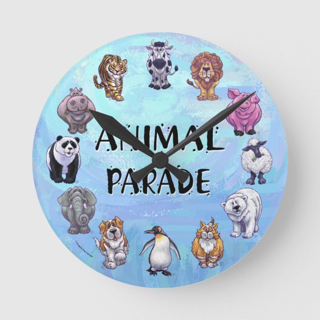 Süße Tier Parade Menagerie Uhr (Vorderseite)