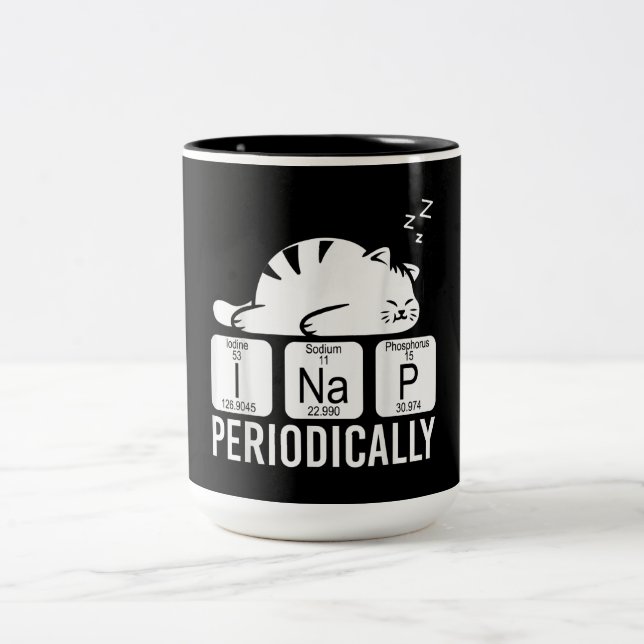Süße Tier Periodischer Tisch Funny Chemistry Cat Zweifarbige Tasse (Mittel)