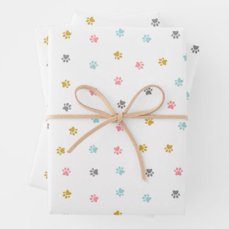Süße Tier Pfoten Geschenkpapier Set