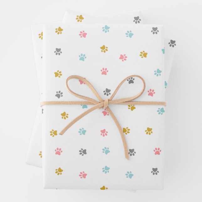 Süße Tier Pfoten Geschenkpapier Set (Beispiel)