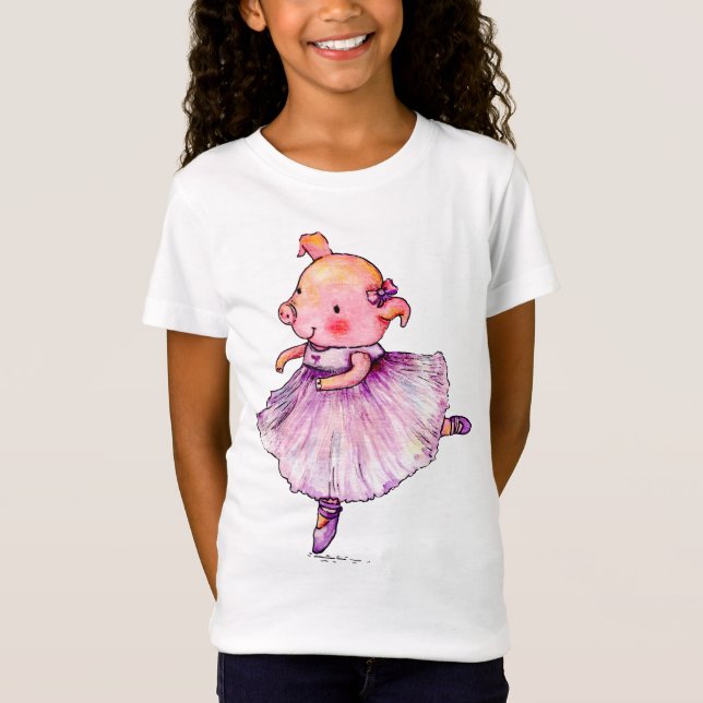 Süße Tier Pig Ballerina T-Shirt (Vorderseite)
