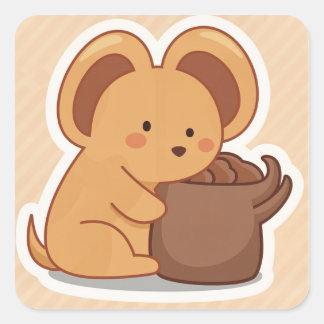 Süße Tier Quadratischer Aufkleber