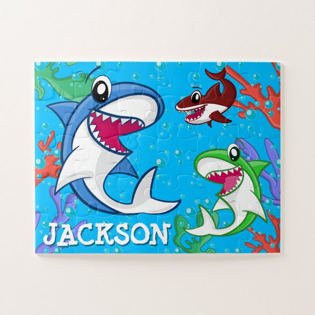 Süße Tier Sea Life Shark Ocean Fish Kinder Puzzle (Horizontal)