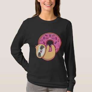 Süße Tier Sloth Zeichne mit Donut T-Shirt