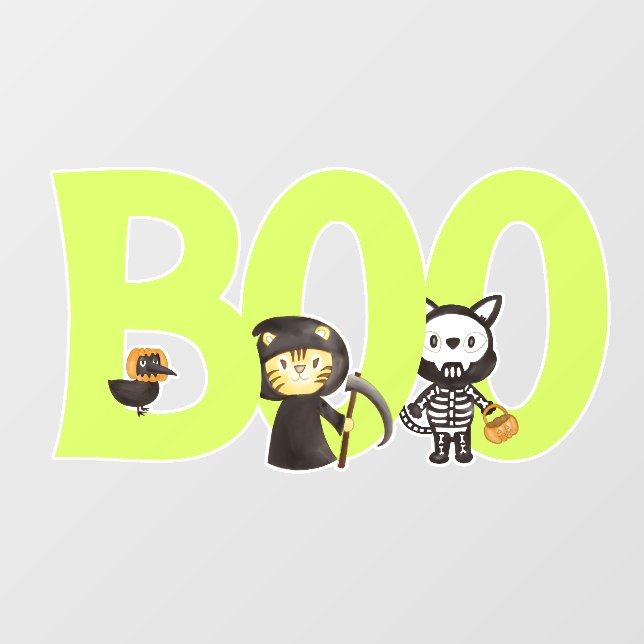 Süße Tier Spooktacular Halloween Fensteraufkleber (Blatt)