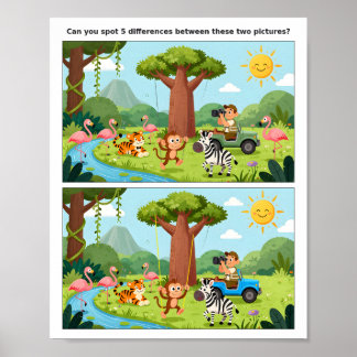 Süße Tier-Suchbildposter für Kinder Poster