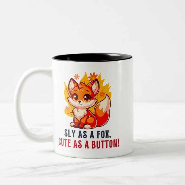 süße Tier T - Shirt Fuchs Liebhaber Tee-Geschenk f Zweifarbige Tasse (Links)