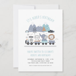 Süße Tier Train Geburtstagsparty Einladung