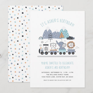 Süße Tier Train Geburtstagsparty Einladung