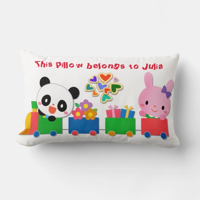 Süße Tier Train Lendenkissen (Vorderseite)