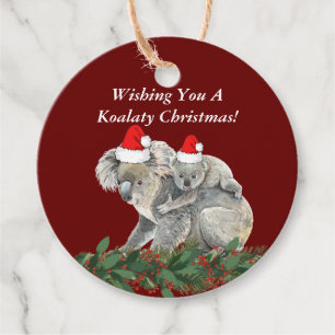 Süße Tier Watercolor Familie Weihnachten Koala Bär Geschenkanhänger